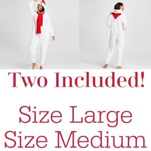 Two Xhilaration zip onesie unisex snowman pajamas